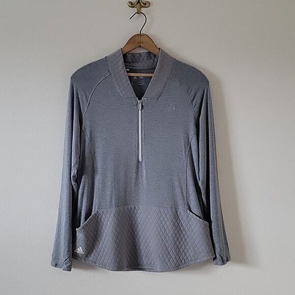 Adidas Golf Grey 1/2 Zip Pullover Quilted Pouch Pocket Size Large L - Picture 1 of 8